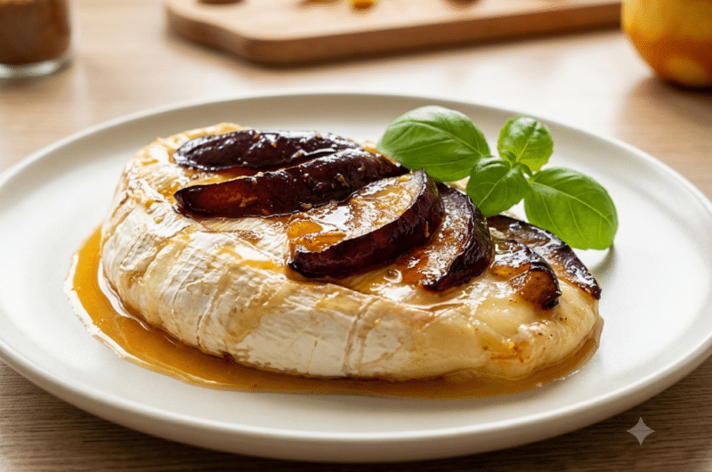 Pieczony camembert z karmelizowanymi śliwkami