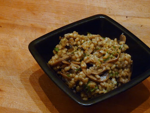 Kaszotto z pieczarkami i porami