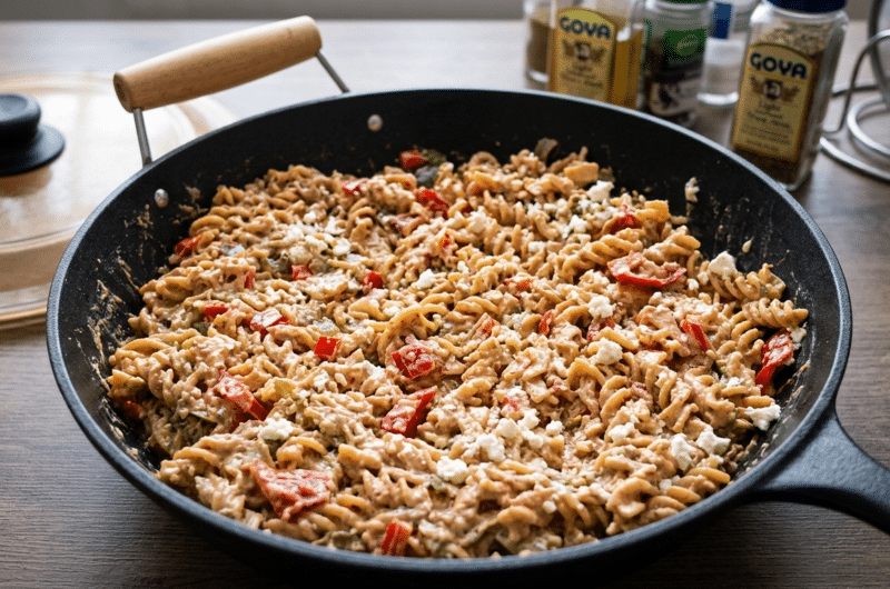 Fusilli z fetą i papryką