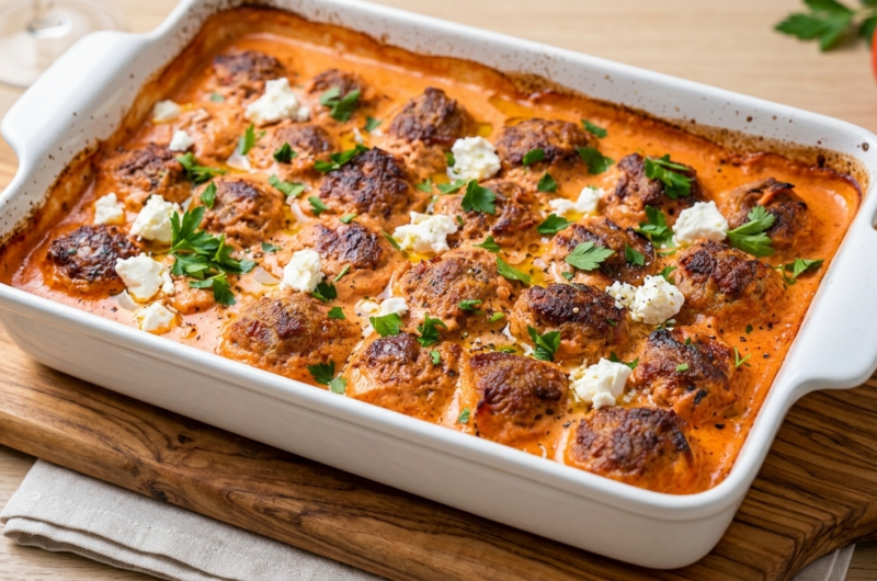 Klopsiki z serem feta w sosie pomidorowym